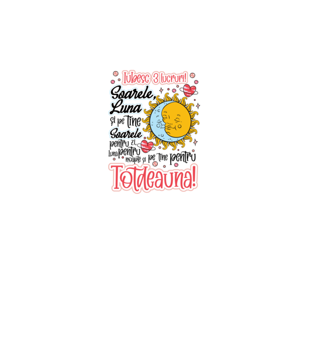 Iubesc 3 lucruri model alb pe tricou