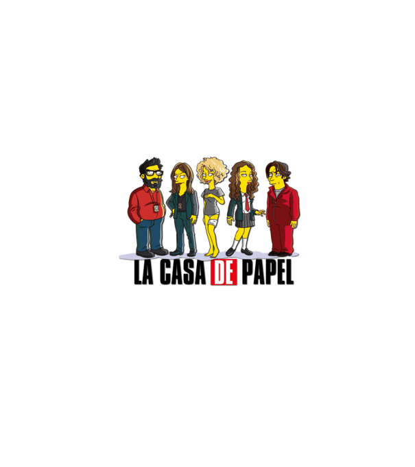 la casa de papel simpson model alb pe tricou