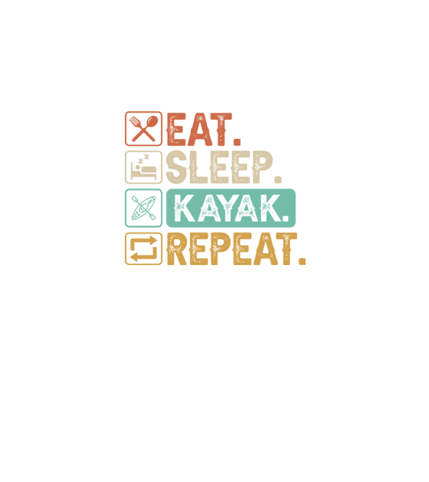 Eat Sleep Kayak model negru pe tricou