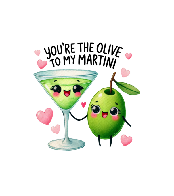 Olive to my Martini model alb pe tricou