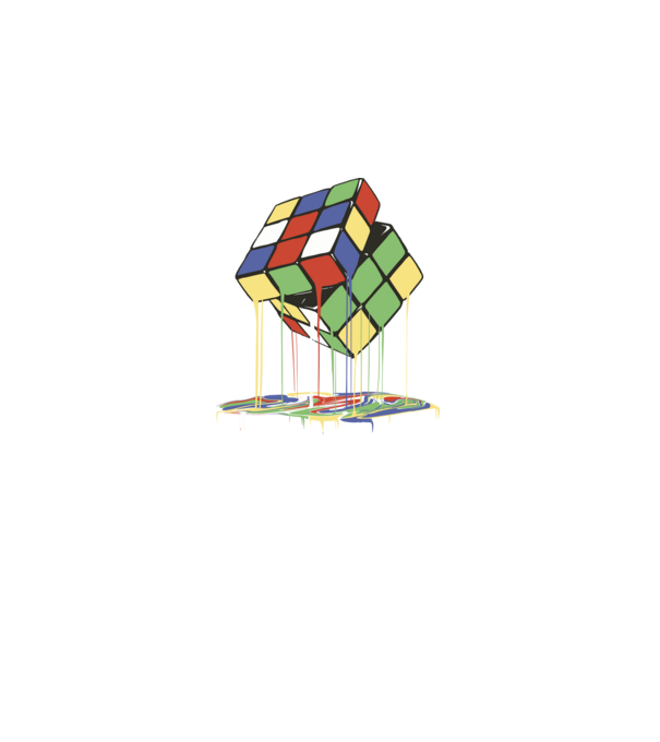 Melting Rubik cube model negru pe tricou