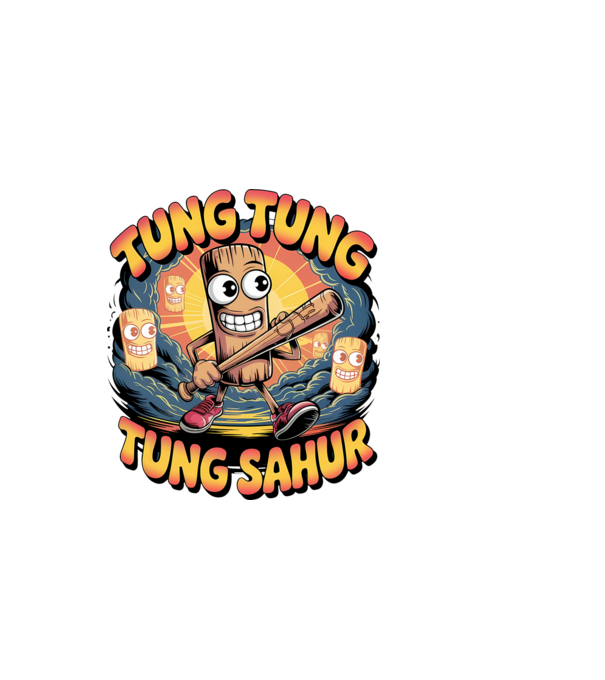 Tung Tung Tung Sahur Retro model negru pe tricou