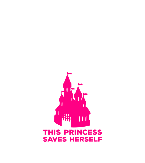 This princess saves herself model negru pe tricou