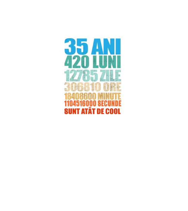 De 35 ani - luni - zile - ore - minute - secunde - sunt atât de cool model negru pe tricou