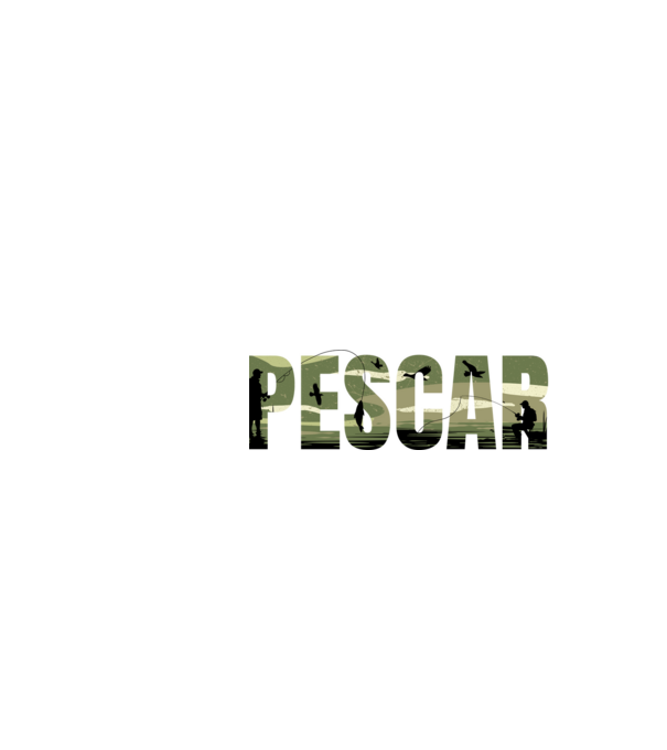 PESCAR model negru pe tricou