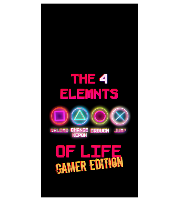 4 elements of life gamer model negru pe tricou
