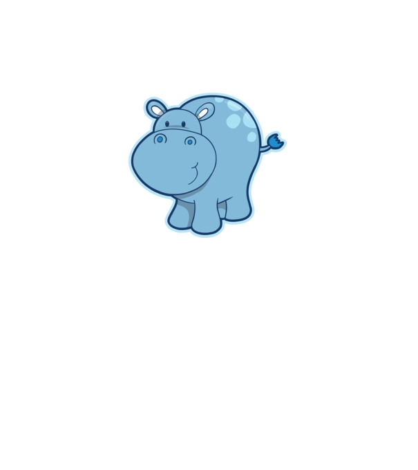 Cartoon hippo model negru pe tricou