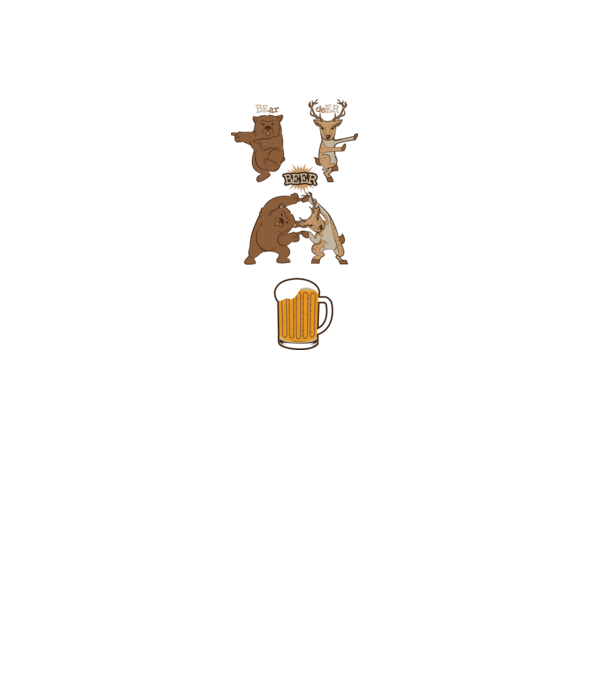 Bear deer beer model alb pe tricou