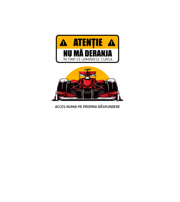 Atenție model alb pe tricou