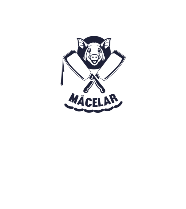 măcelar model alb pe tricou