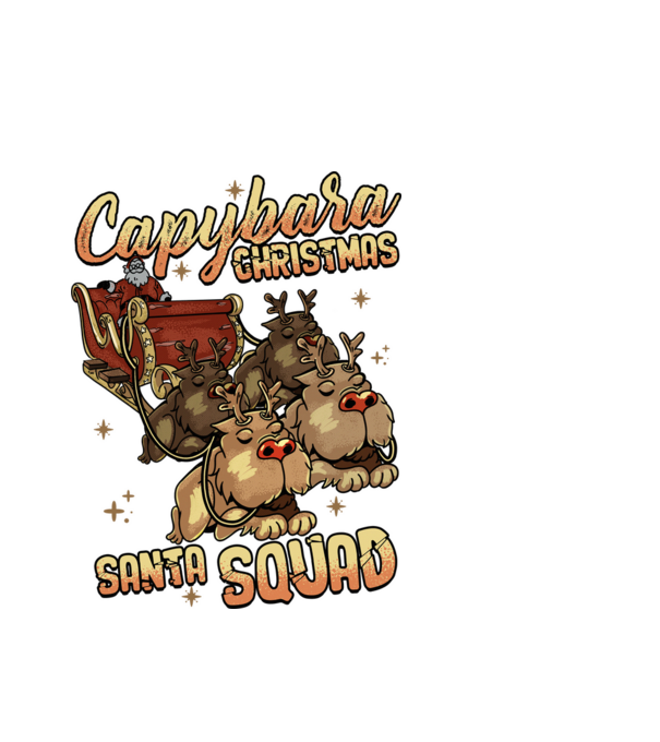 Capybara christmas santa squad model alb pe tricou