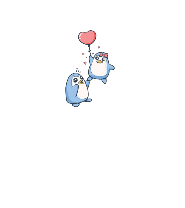 PINGUIN ÎNDRĂGOSTIT 4 model alb pe tricou