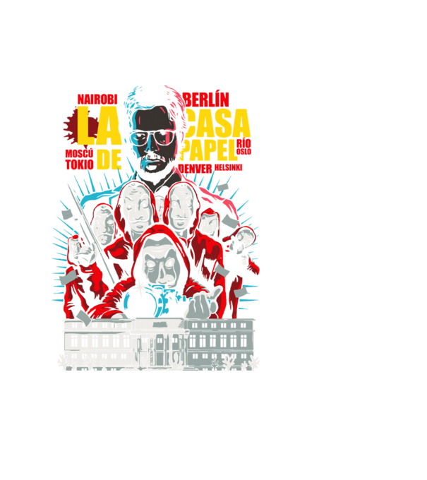 La casa de papel ilutración model negru pe tricou
