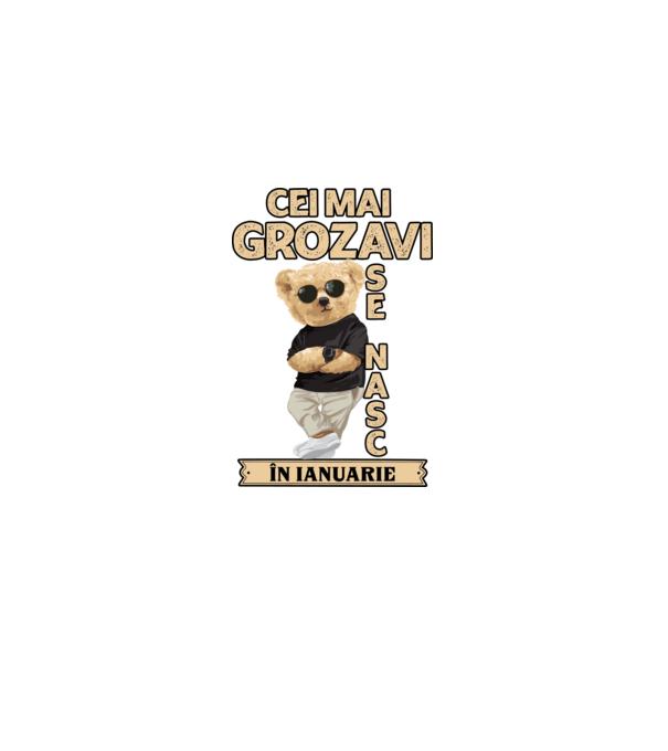 Teddy cel cool ianuarie model negru pe tricou