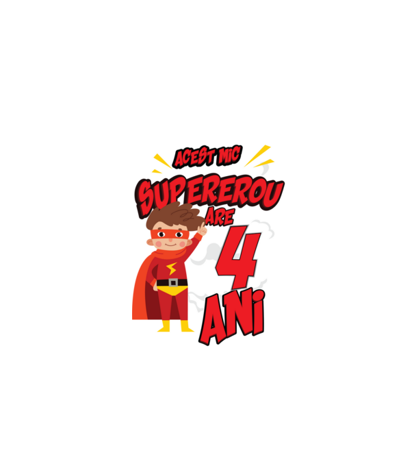 Acest mic supererou are 4 ani model negru pe tricou