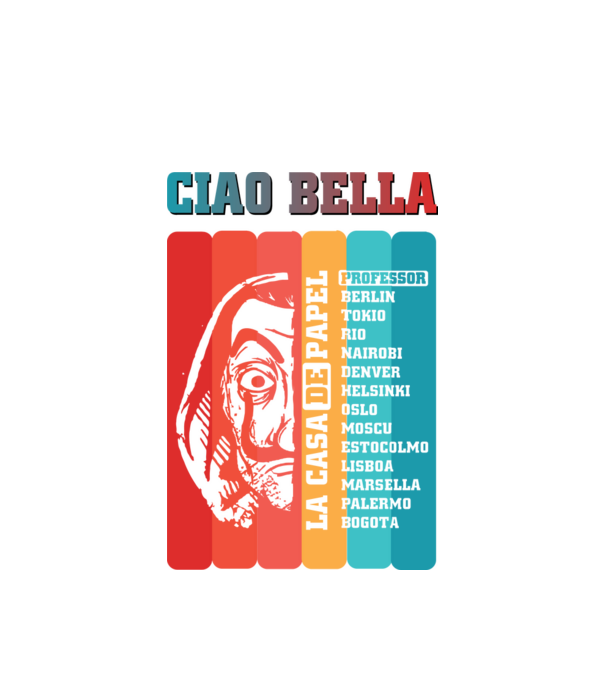 ciao bella retro model alb pe tricou