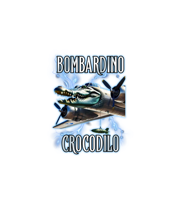 Bombardino Crocodilo model alb pe tricou