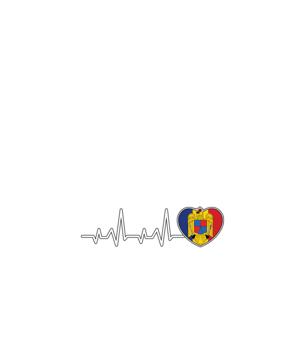 ROMANIA heartbeat model alb pe tricou