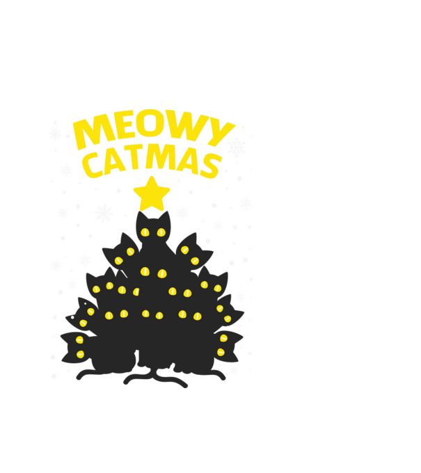 Meowy catmas black model alb pe tricou