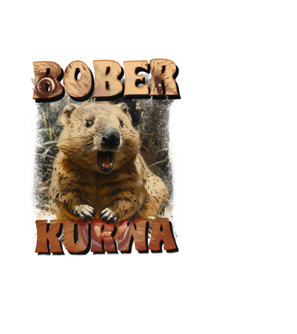 BOBER wombat model negru pe tricou
