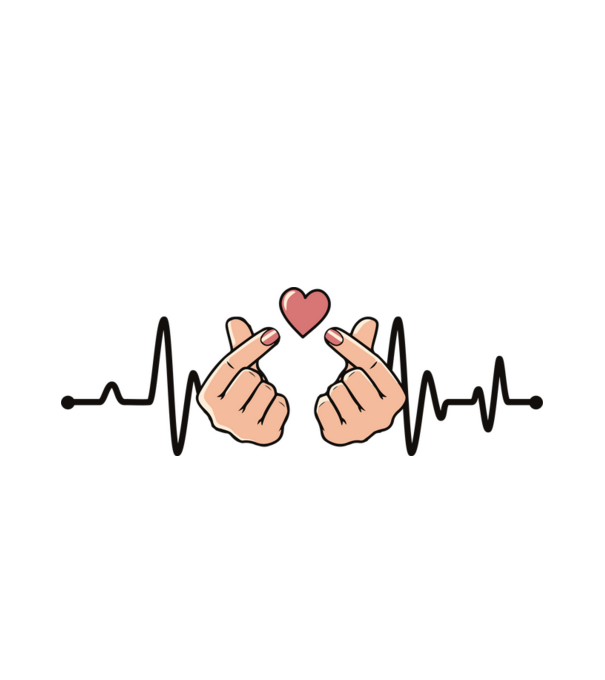 Kpop heartbeaT model alb pe tricou