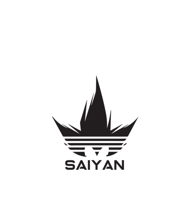 saiyan logo model alb pe tricou