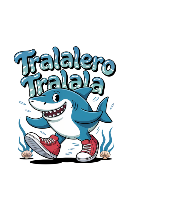 Tralalero Tralala drăguț model negru pe tricou