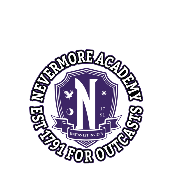 Nevermore academy model alb pe tricou
