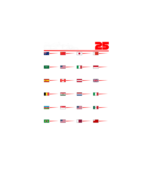 F1 calendar 2025 negru model alb pe tricou