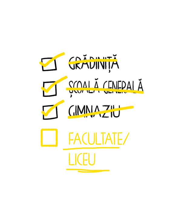 Cheklist educație - Gimnaziu alb model alb pe tricou