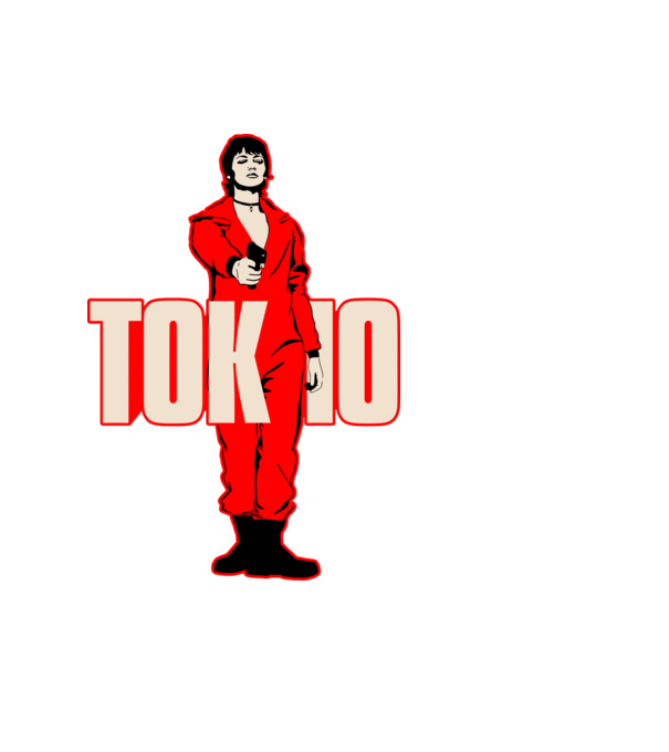 tokyo la casa de papel model negru pe tricou