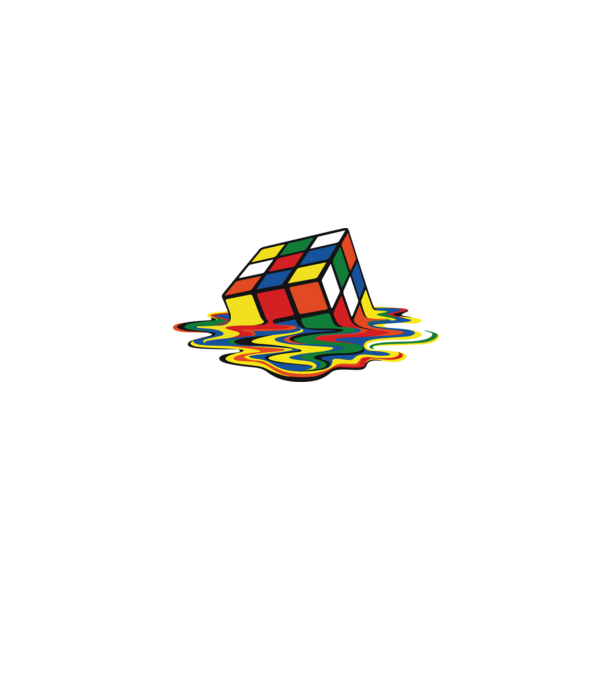 Melting Rubik model negru pe tricou