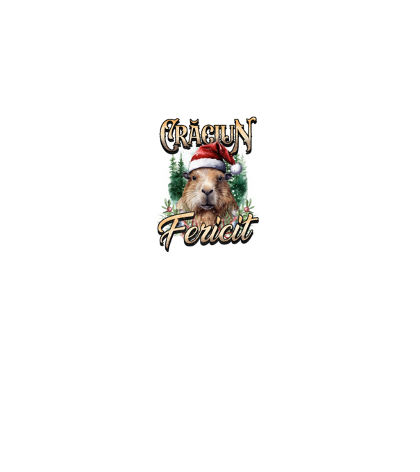 Capybara christmas model negru pe tricou
