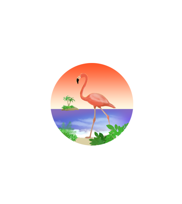 Flamingo model alb pe tricou