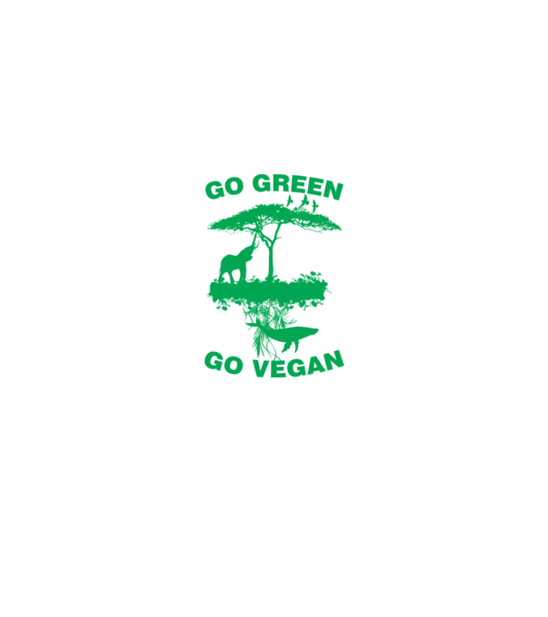 go green go vegan model negru pe tricou