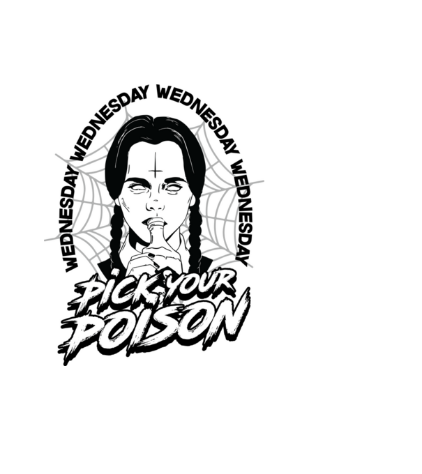 WEDNESDAY Pick your poison model albastru deschis pe tricou