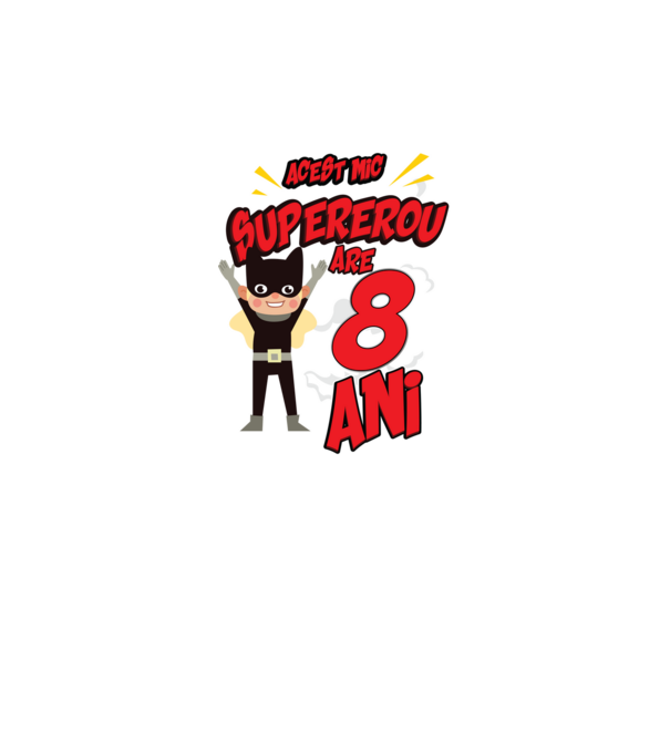 Acest mic supererou are 8 ani model negru pe tricou