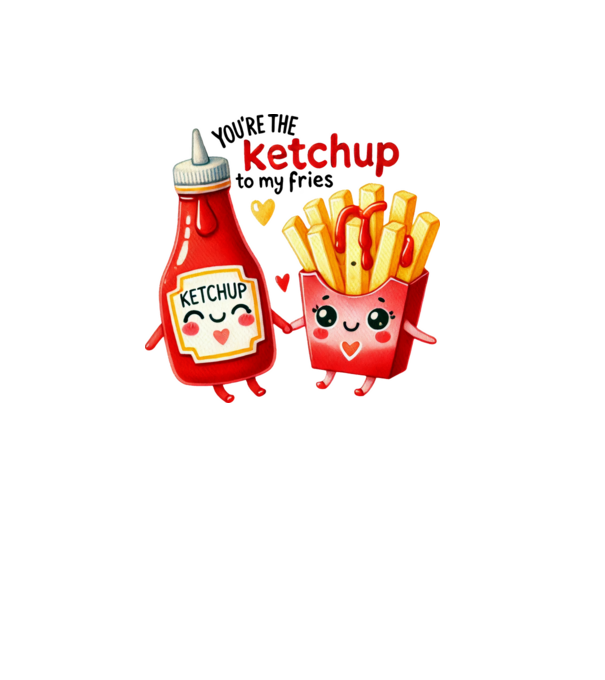 Ketchup to my Fries model alb pe tricou