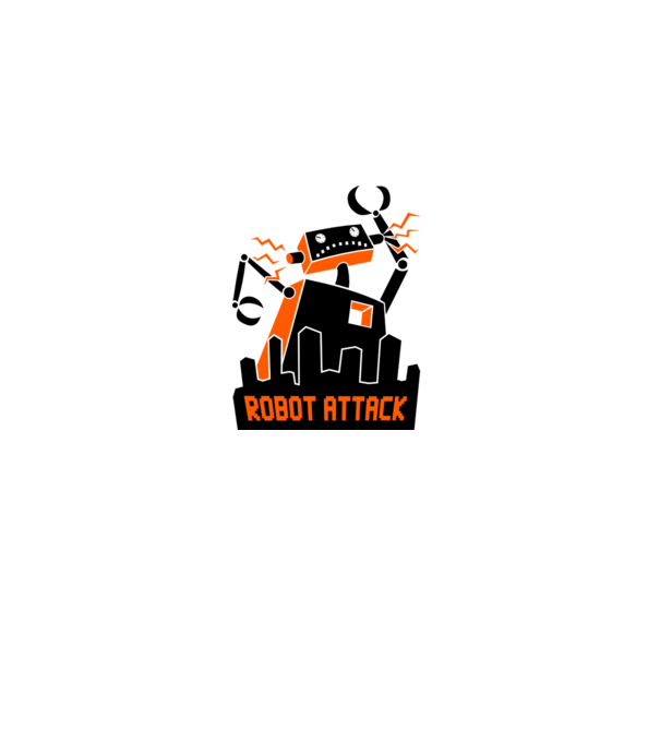 Robot Attack model alb pe tricou