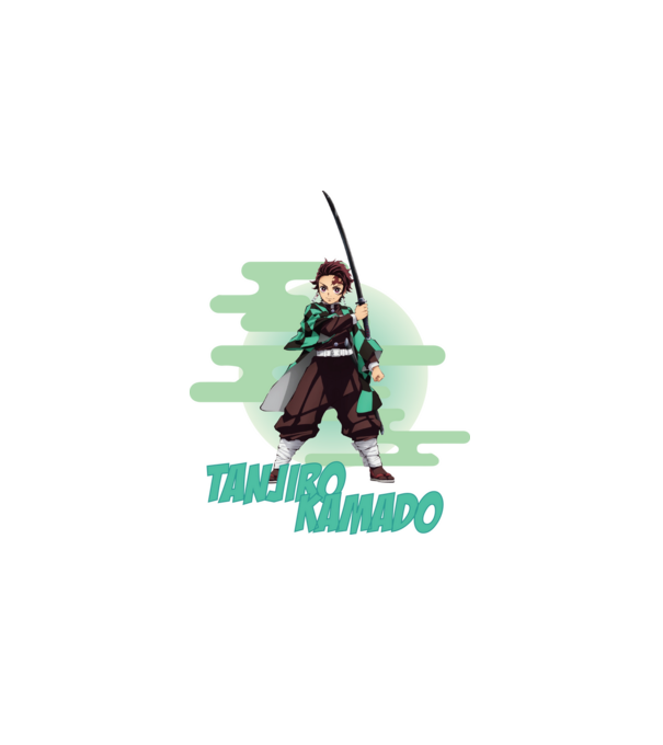 Demon Slayer Tanjiro model alb pe tricou