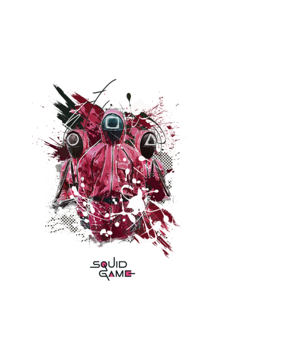 squid game poster model alb pe tricou