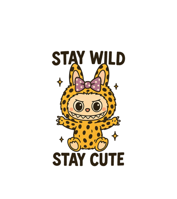 Stay wild - Labubu model alb pe tricou
