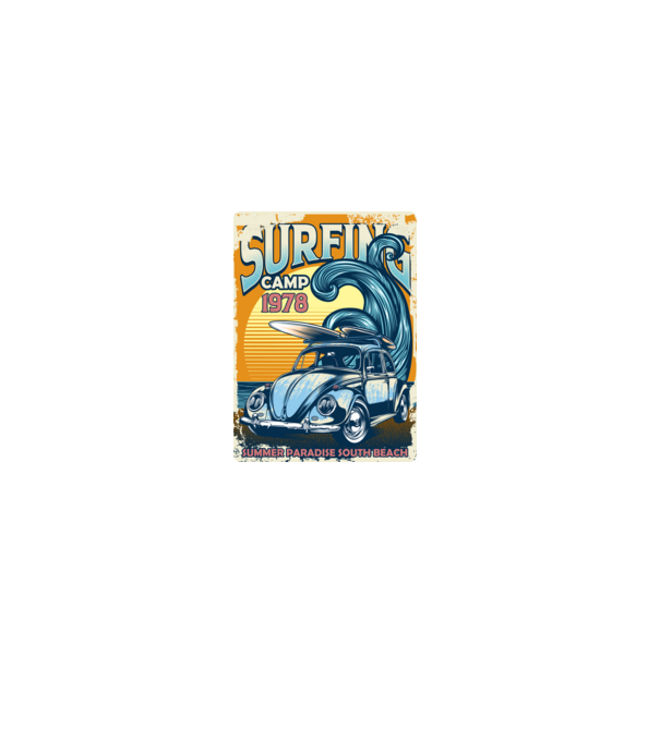 Surfer Camp model negru pe tricou