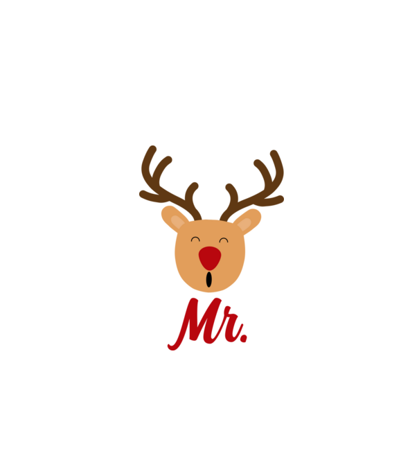 Mr. Reindeer Christmas couple model alb pe tricou