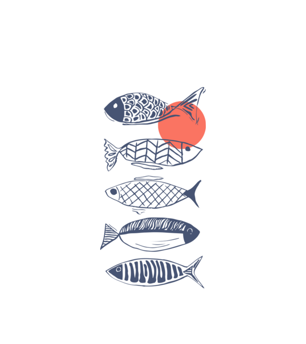 Fish model alb pe tricou