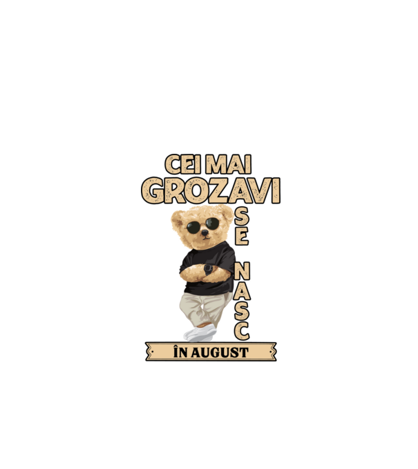 Teddy cel cool August model negru pe tricou