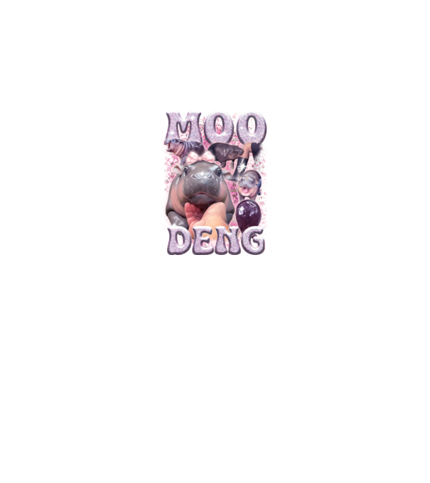 MOO DENG baby hippo model negru pe tricou