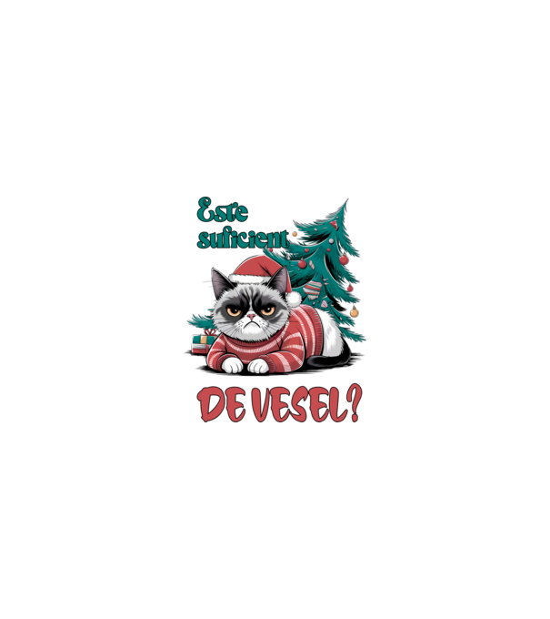 Este suficient de vesel? pisică Crăciun model nisipiu pe tricou