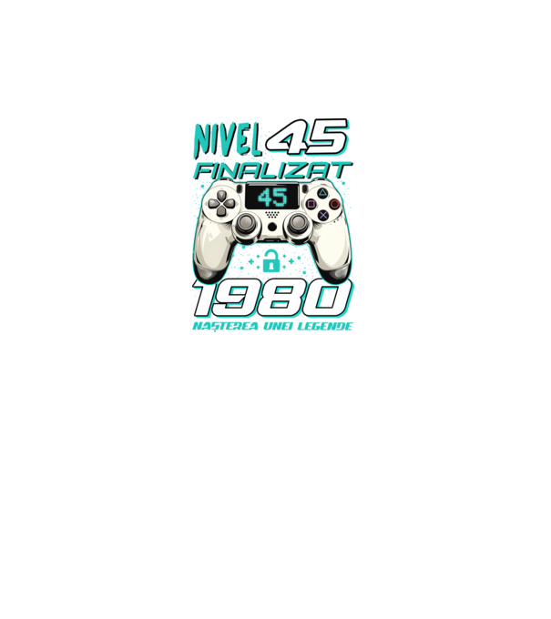 Nivel finalizat 45 1980 model negru pe tricou