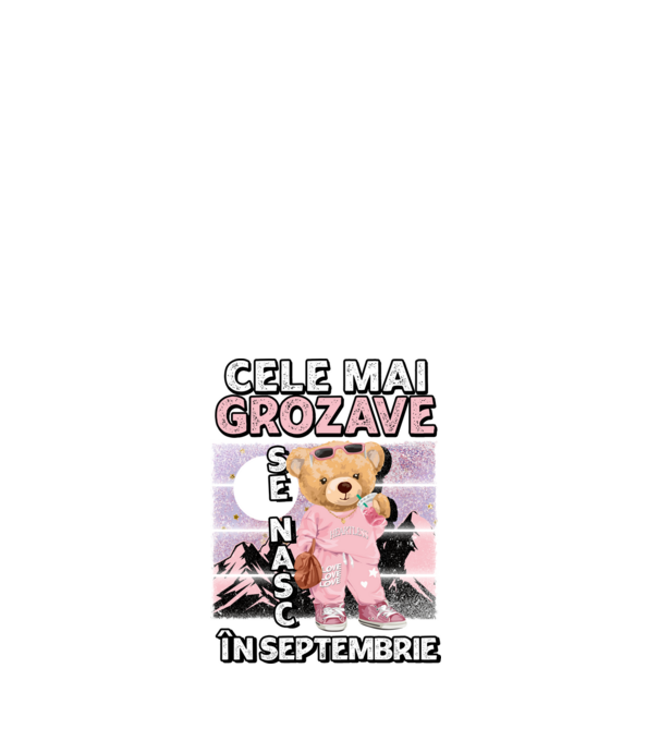 RETRO teddy fetişcană SEPTEMBRIE model alb pe tricou